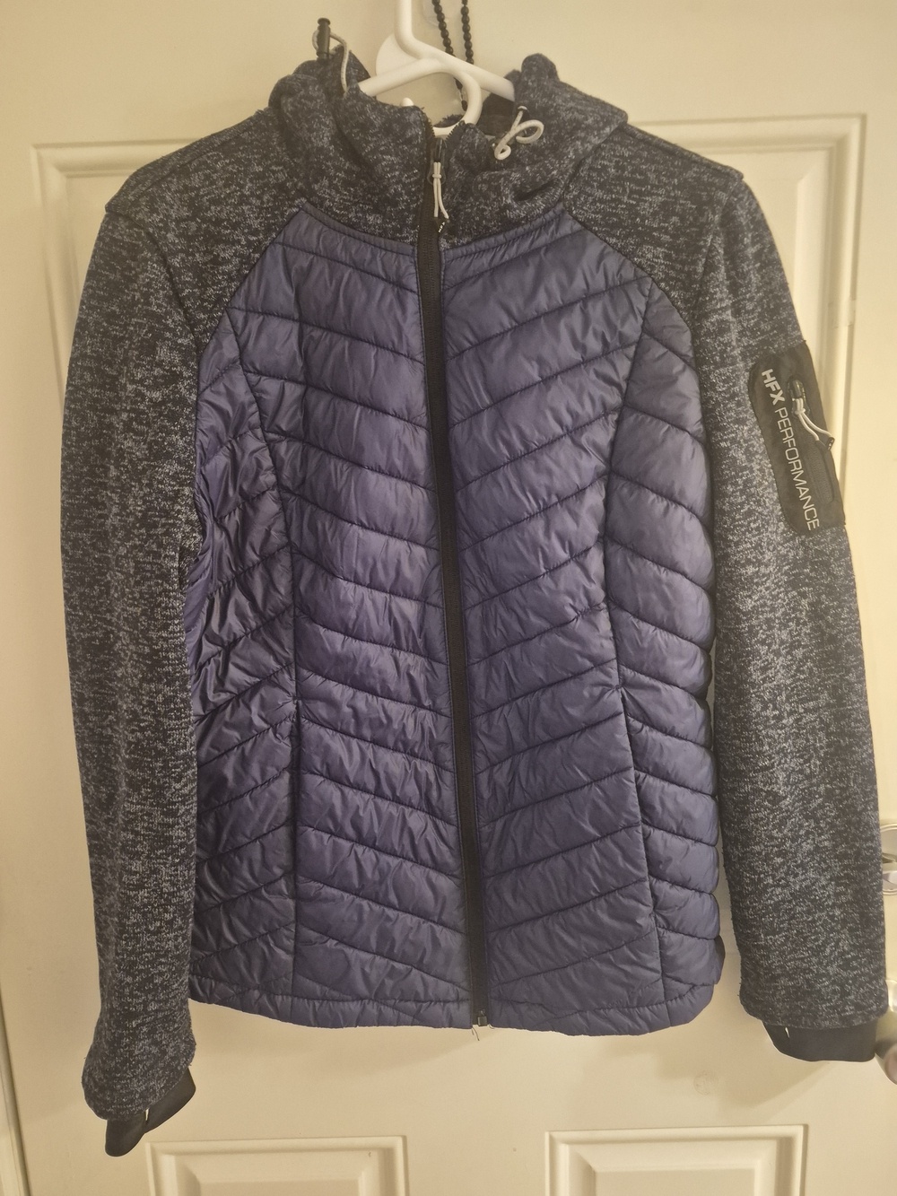 Nike Women's Blue Quilted Hybrid Hooded Jacket